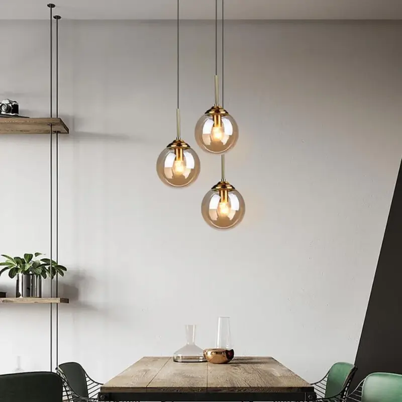 Homeko Metal Ring Glass Pendant Lights