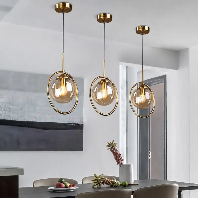 Homeko Metal Ring Glass Pendant Lights