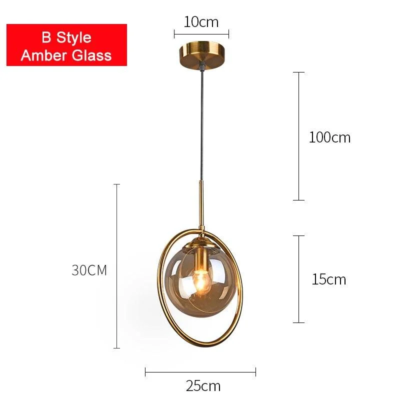 Homeko Metal Ring Glass Pendant Lights -