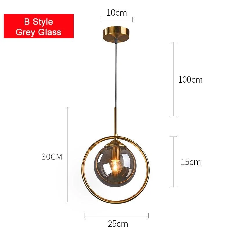 Homeko Metal Ring Glass Pendant Lights -