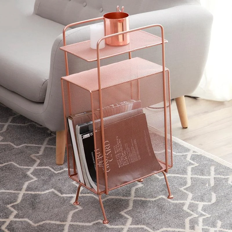 Homeko Metal Side Table and Magazine Rack -