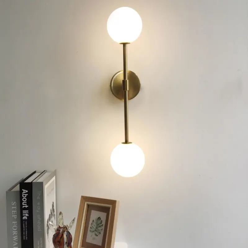 Homeko Milky Round Glass Double Ball Wall Lamp