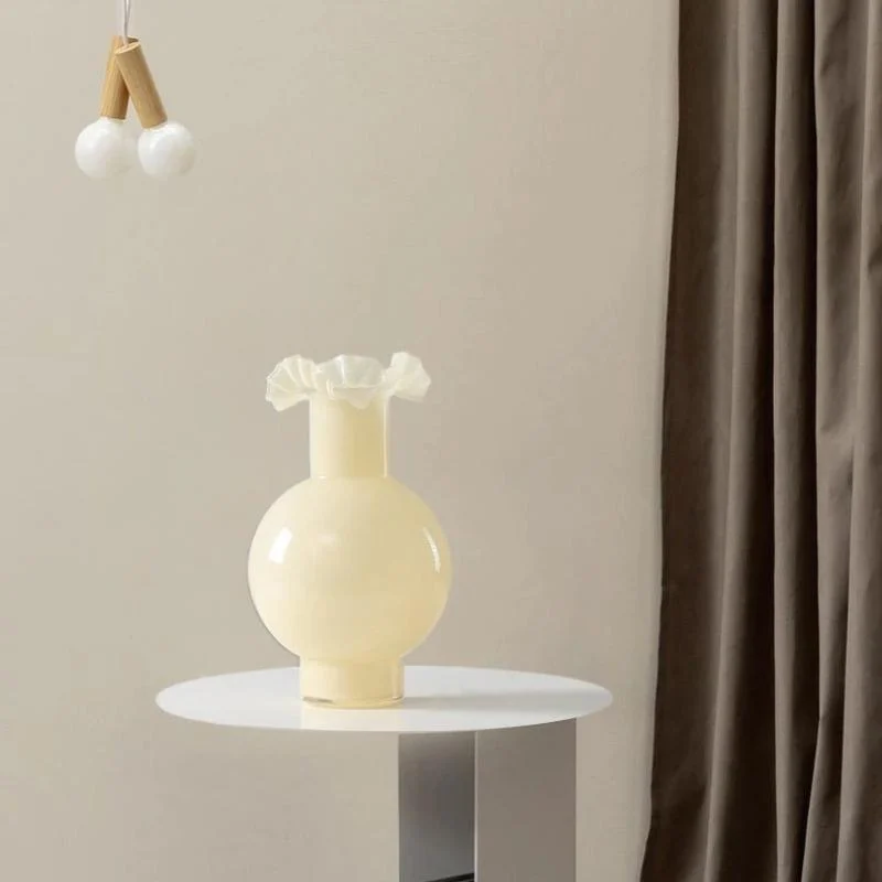 Homeko Milky Yellow Ornament Decorative Glass Vase -