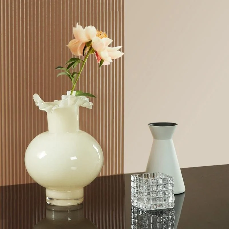 Homeko Milky Yellow Ornament Decorative Glass Vase -