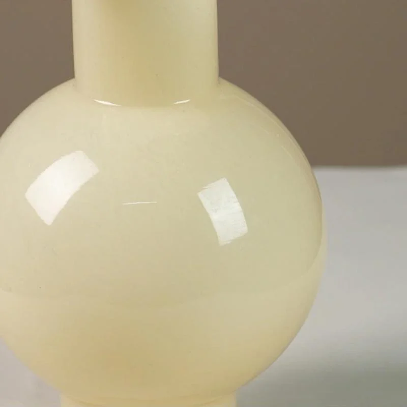 Homeko Milky Yellow Ornament Decorative Glass Vase -