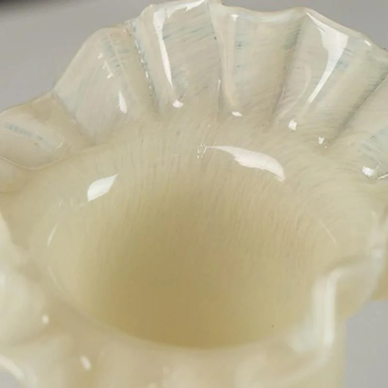 Homeko Milky Yellow Ornament Decorative Glass Vase -