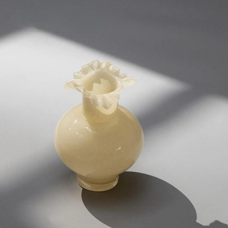 Homeko Milky Yellow Ornament Decorative Glass Vase -