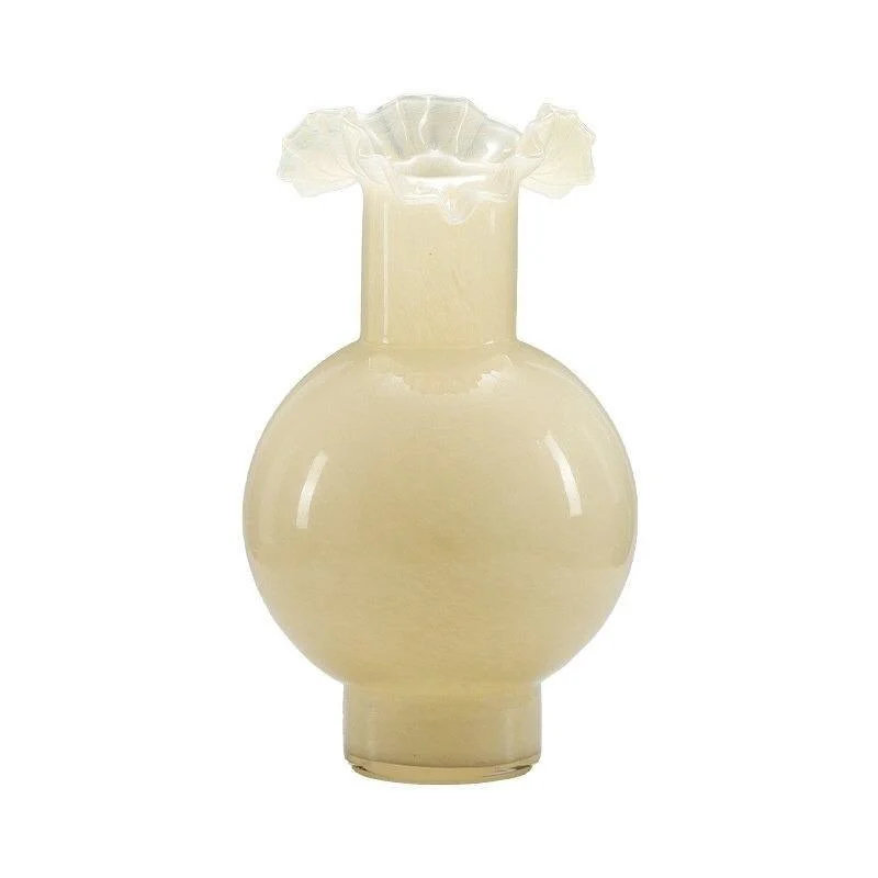 Homeko Milky Yellow Ornament Decorative Glass Vase -