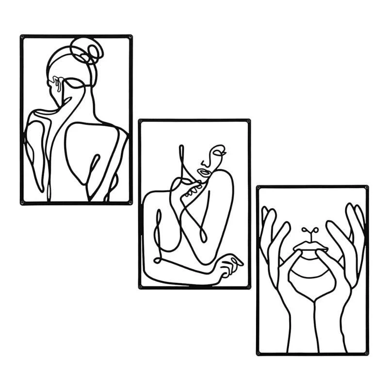 Homeko Minimalist Abstract Wall Decor Art Metal Cutouts - 3 Piece Set -