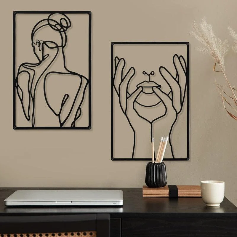 Homeko Minimalist Abstract Wall Decor Art Metal Cutouts - 3 Piece Set -
