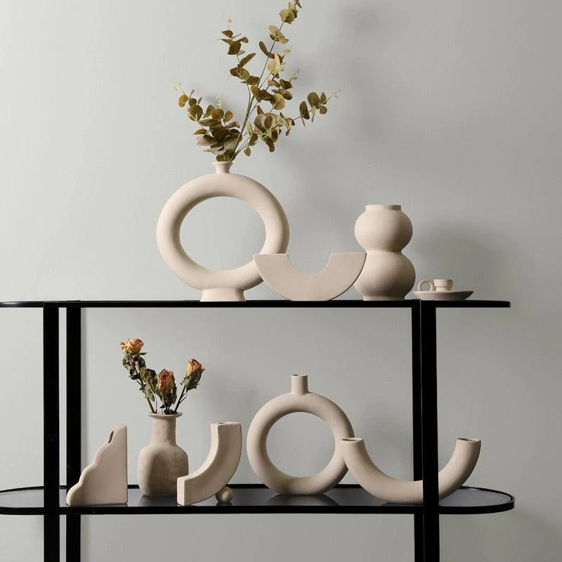 Homeko Minimalist Ceramic Vases and Candle Holders -