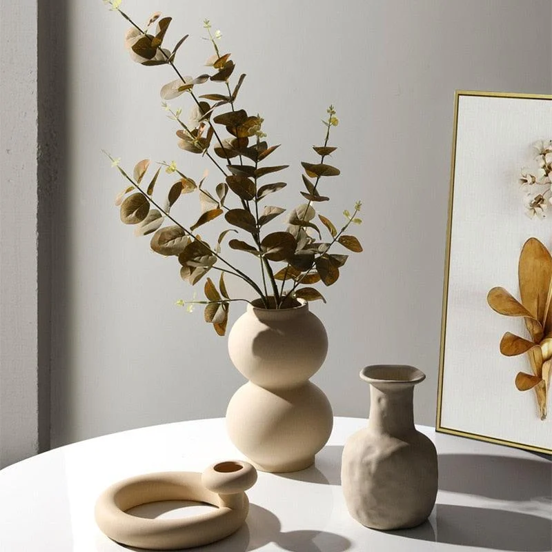Homeko Minimalist Ceramic Vases and Candle Holders -