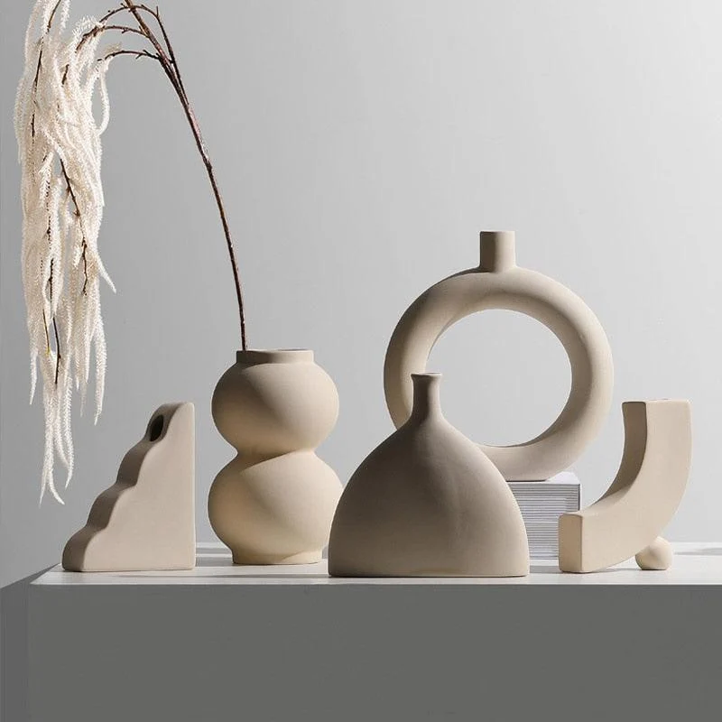 Homeko Minimalist Ceramic Vases and Candle Holders -