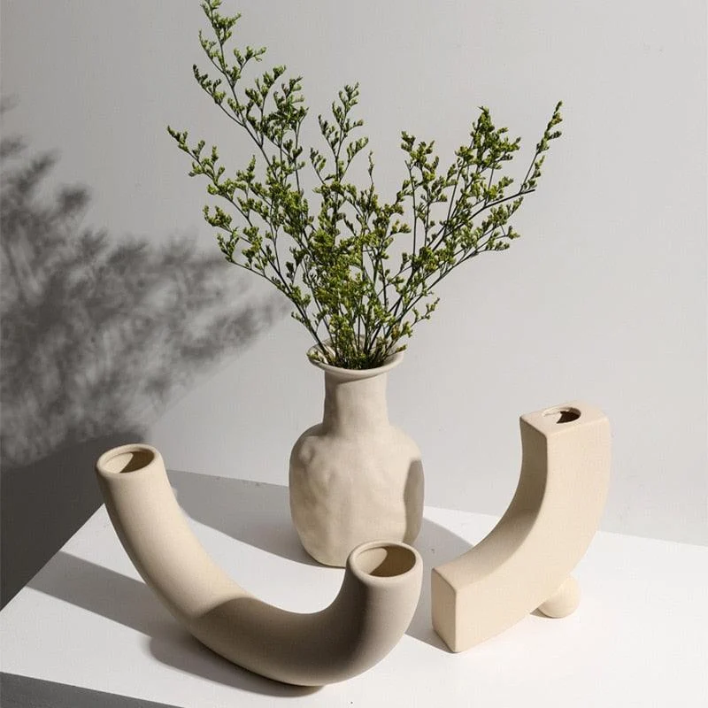 Homeko Minimalist Ceramic Vases and Candle Holders -