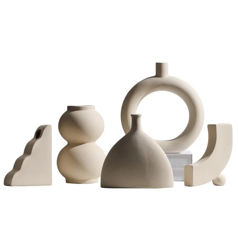 Homeko Minimalist Ceramic Vases and Candle Holders -