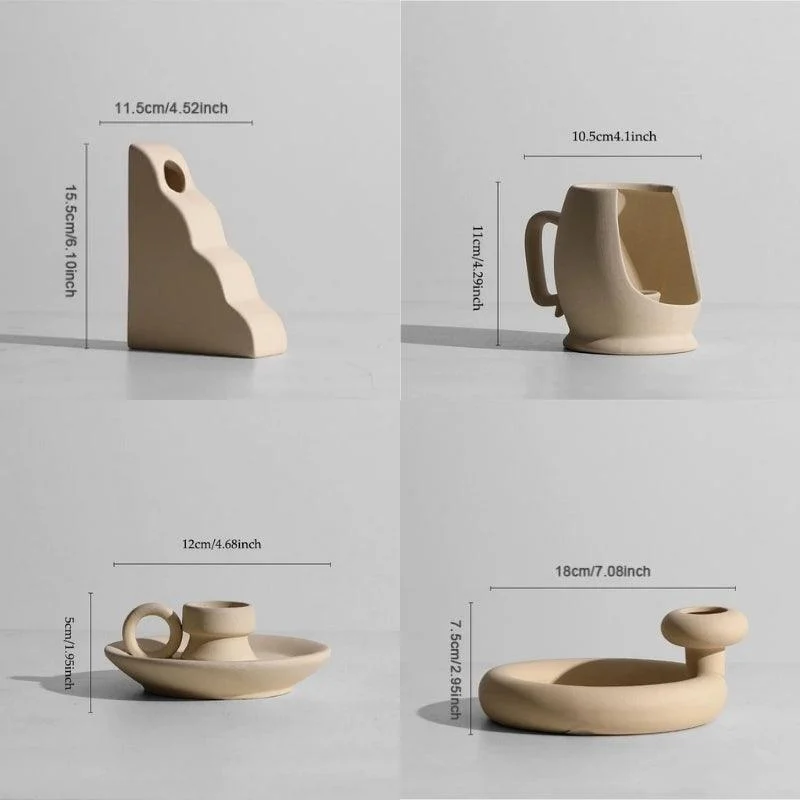 Homeko Minimalist Ceramic Vases and Candle Holders -