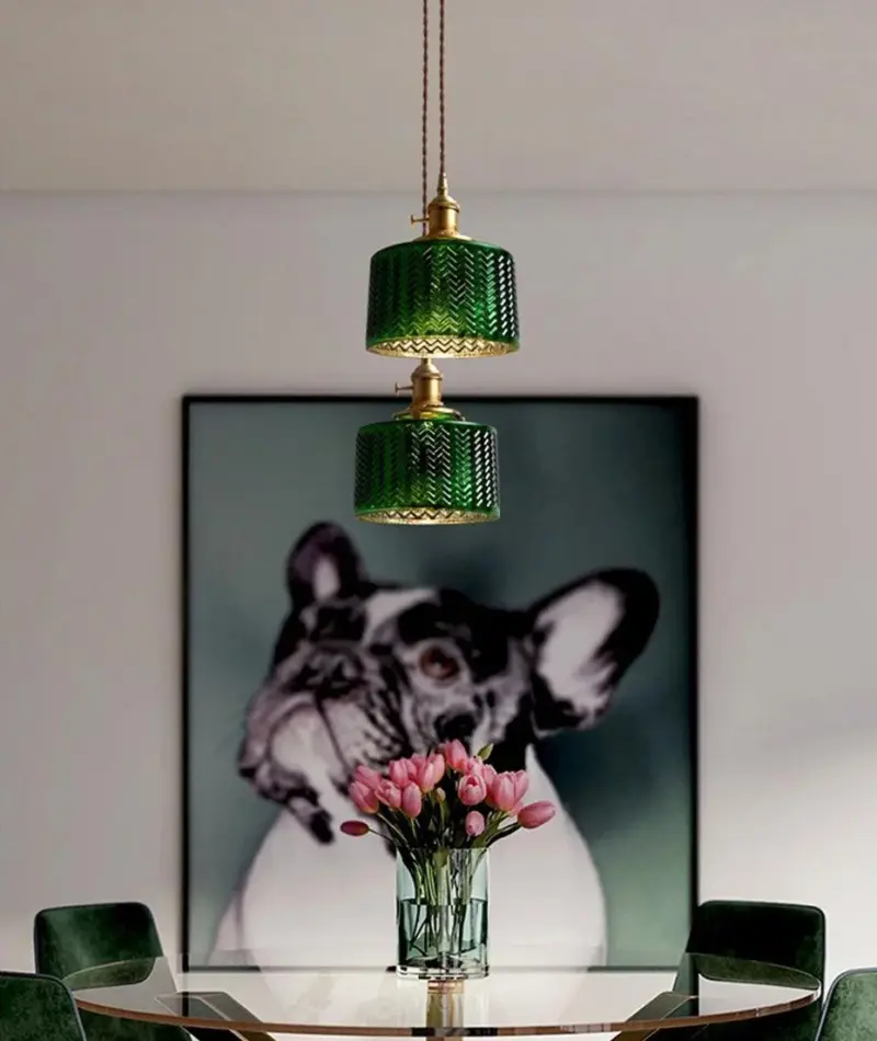 Homeko Minimalist Green Glass Pendant Light