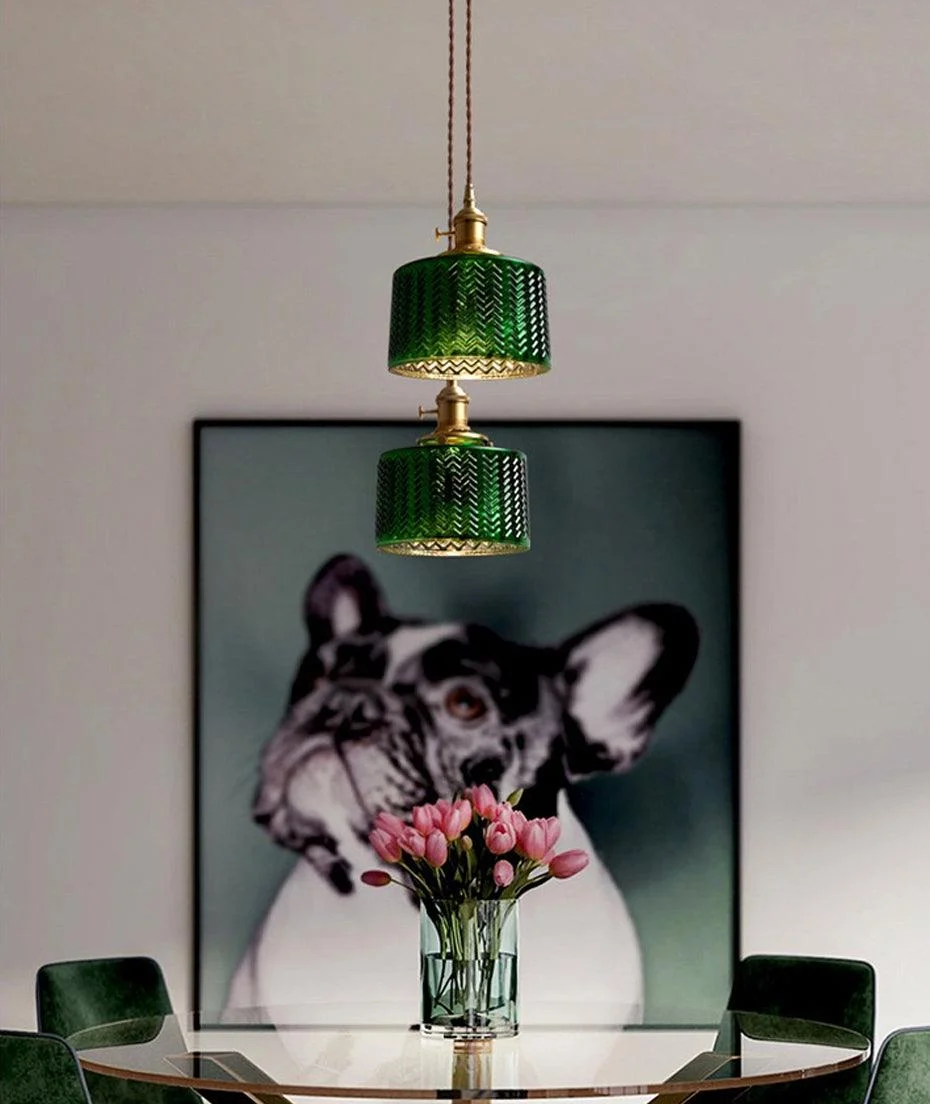 Homeko Minimalist Green Glass Pendant Light -