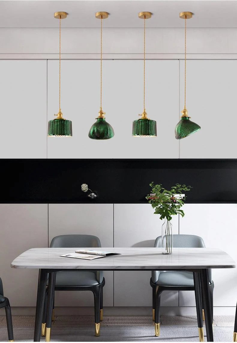 Homeko Minimalist Green Glass Pendant Light -