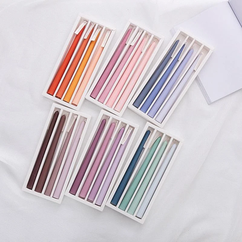 Homeko Multi-Colored Soy Wax Scented Taper Candle 4-Piece Sets -