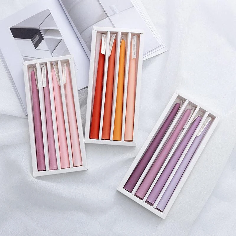 Homeko Multi-Colored Soy Wax Scented Taper Candle 4-Piece Sets -