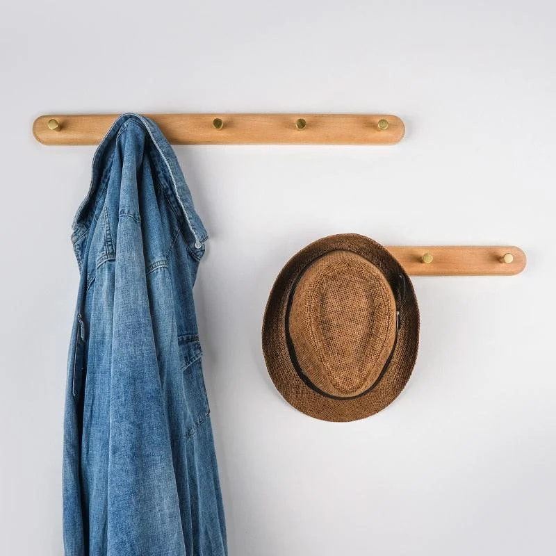 Homeko Natural Wood & Brass Wall Hook Racks -