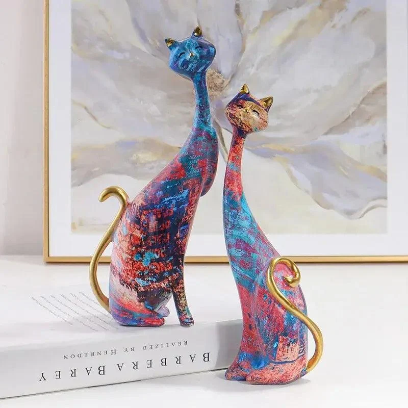 Homeko Nordic Cat Sculptures - Set of 2 -