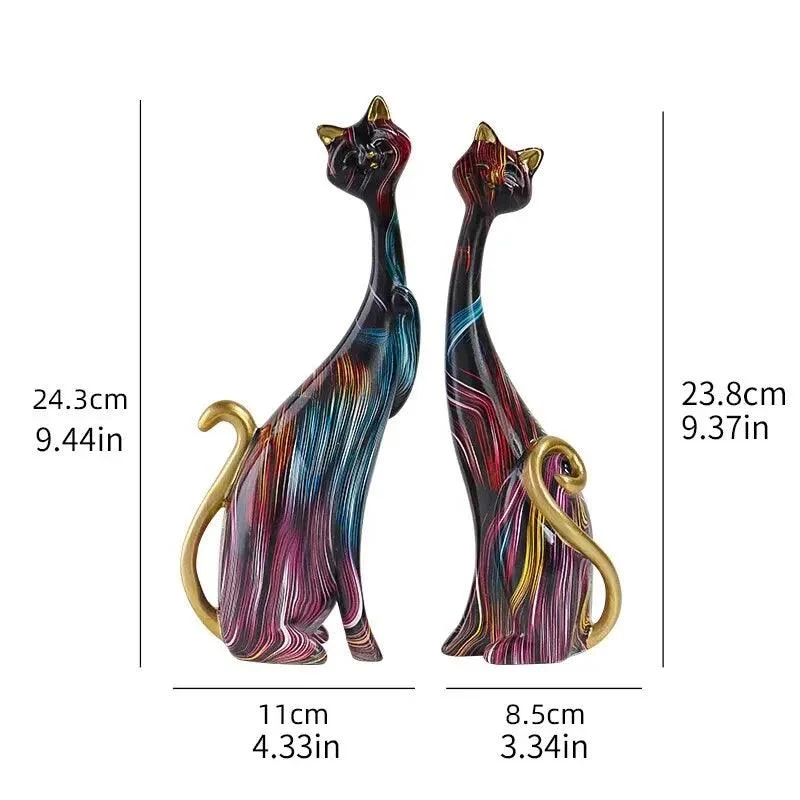 Homeko Nordic Cat Sculptures - Set of 2 -