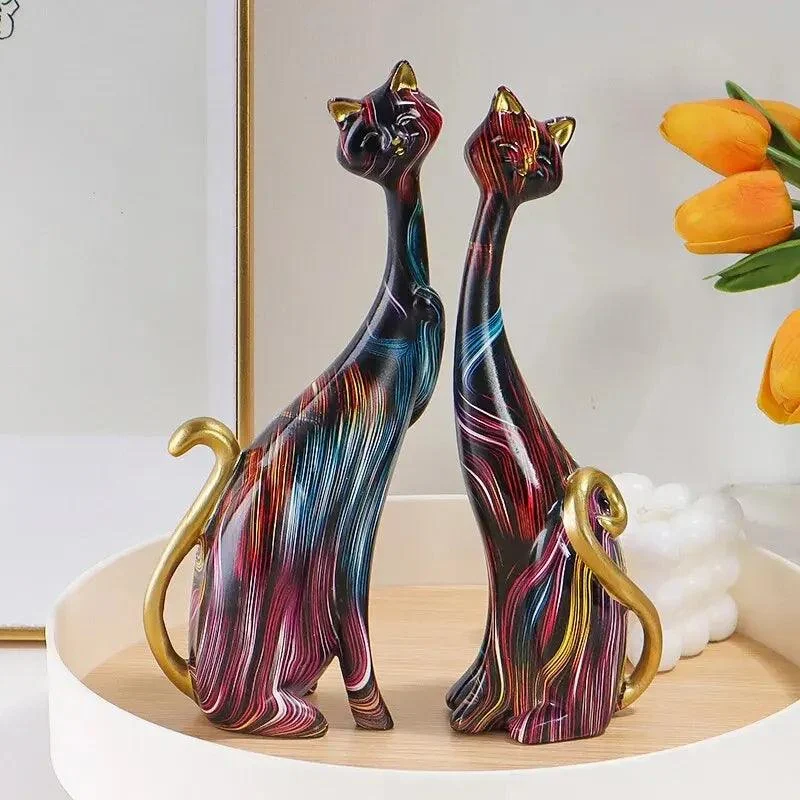 Homeko Nordic Cat Sculptures - Set of 2 -