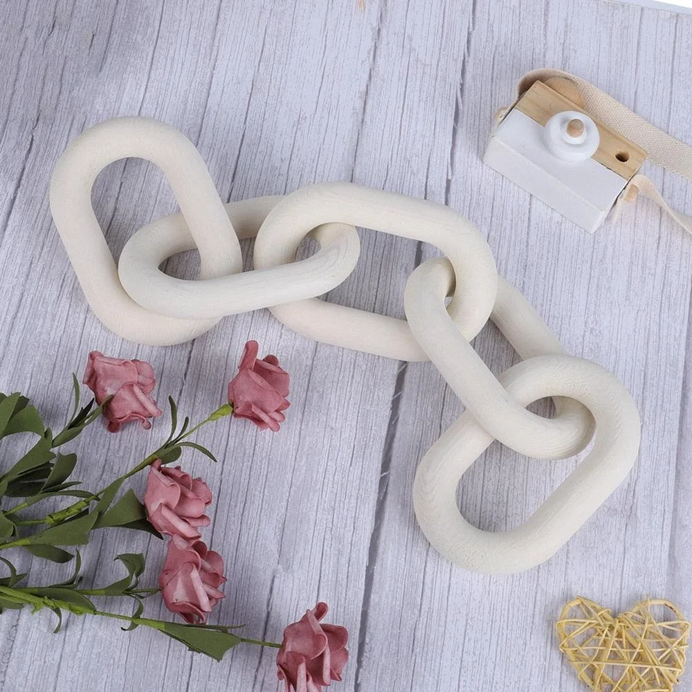 Homeko Nordic Hand Carved Wooden Chain Link Rope -