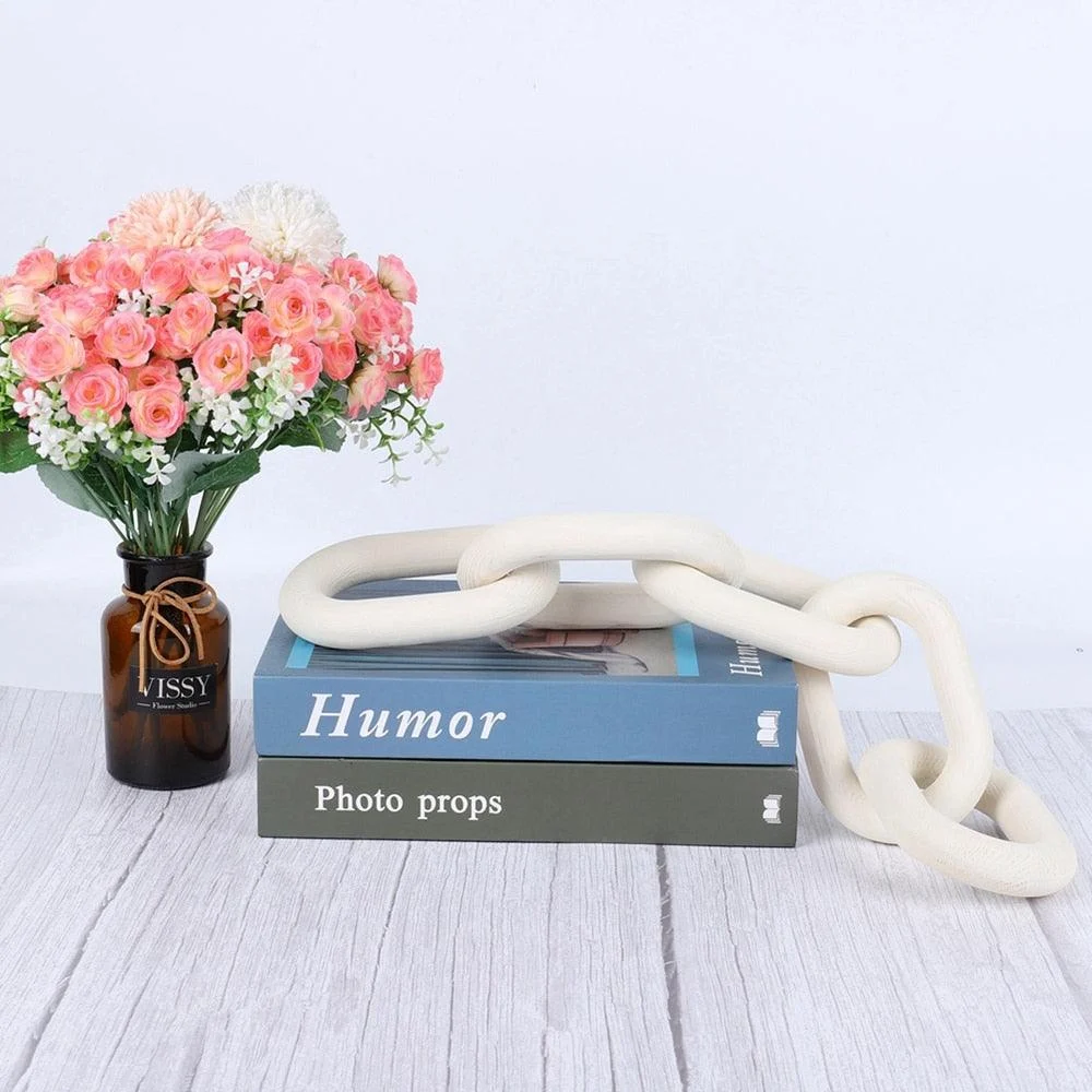 Homeko Nordic Hand Carved Wooden Chain Link Rope -