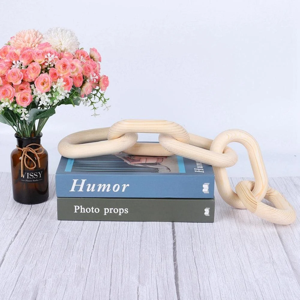 Homeko Nordic Hand Carved Wooden Chain Link Rope -