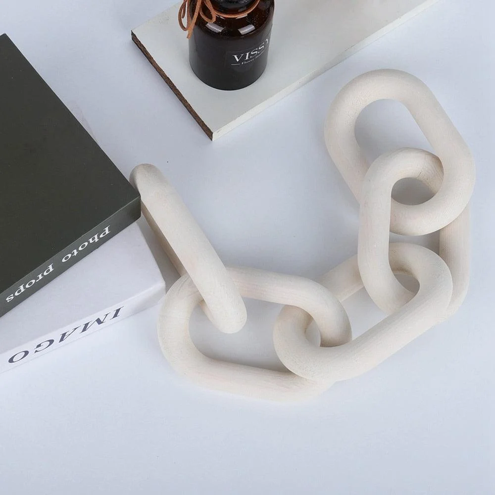 Homeko Nordic Hand Carved Wooden Chain Link Rope -