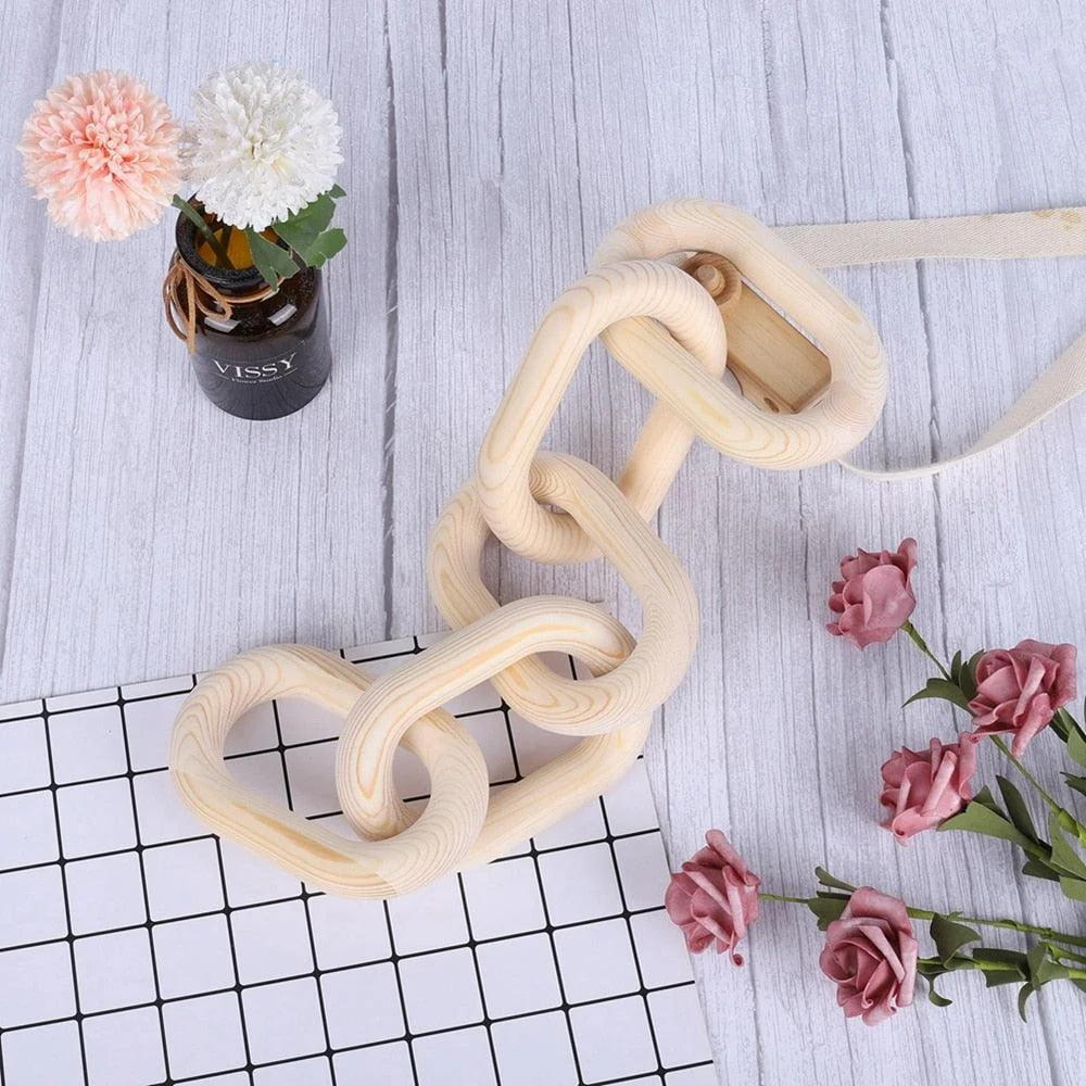 Homeko Nordic Hand Carved Wooden Chain Link Rope -