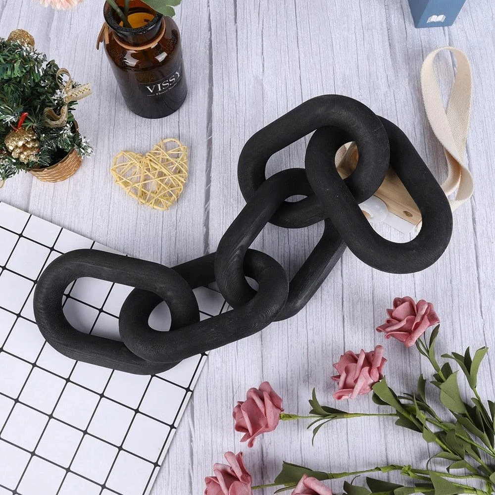 Homeko Nordic Hand Carved Wooden Chain Link Rope -