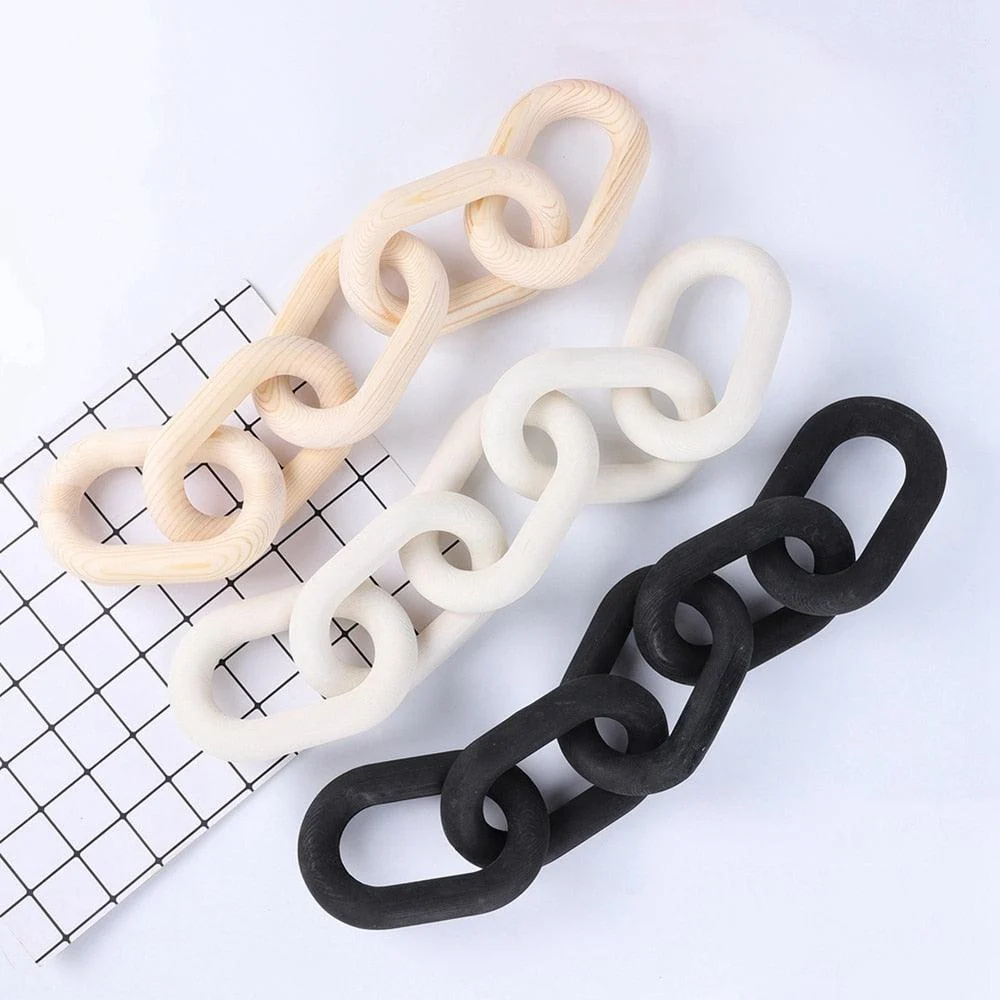 Homeko Nordic Hand Carved Wooden Chain Link Rope -