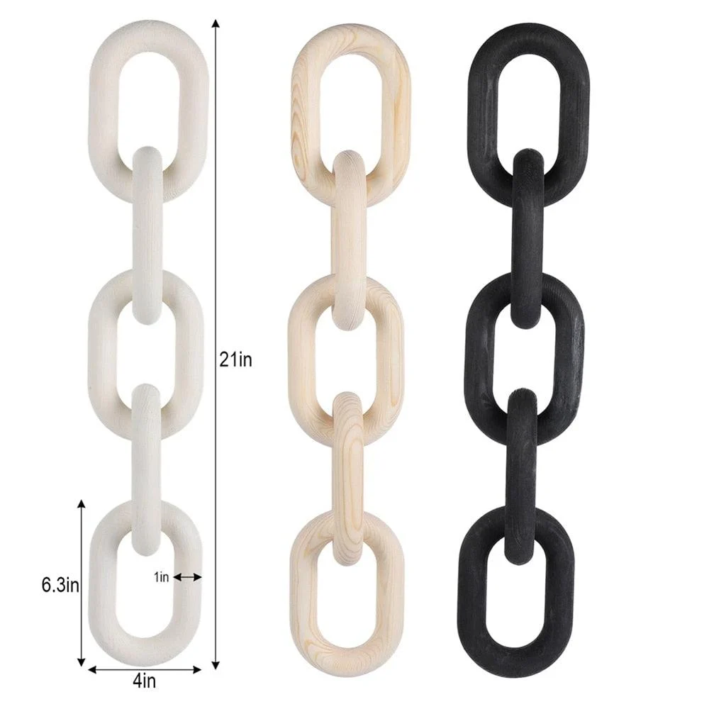 Homeko Nordic Hand Carved Wooden Chain Link Rope -