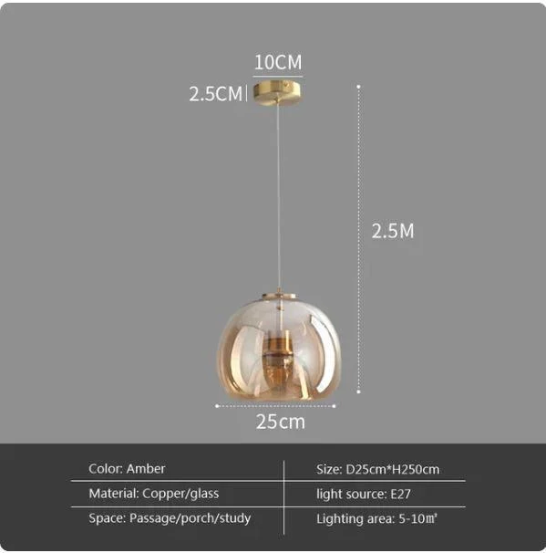Homeko Nordic Minimalist Dome Glass Ceiling Light -