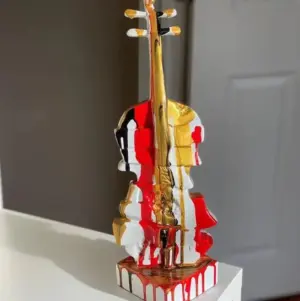 Homeko Nordic Painted Violin Sculpture