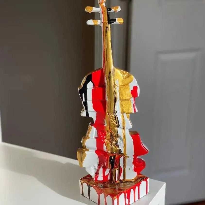 Homeko Nordic Painted Violin Sculpture -