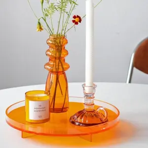 Homeko Orange Round Acrylic Tray Organizer