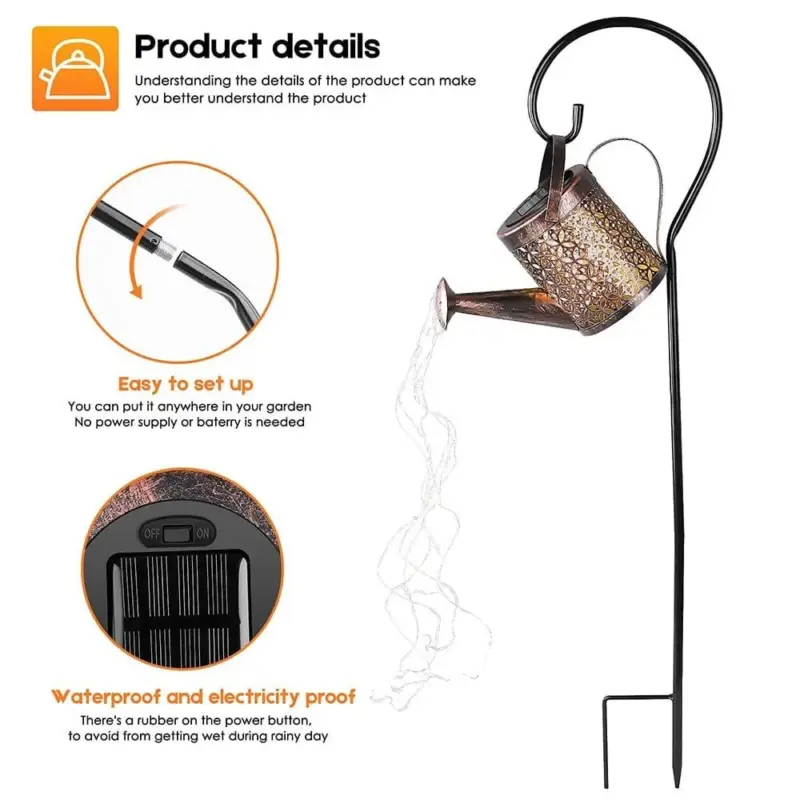 Homeko Outdoor Watering Can Waterfall Garden Lamp
