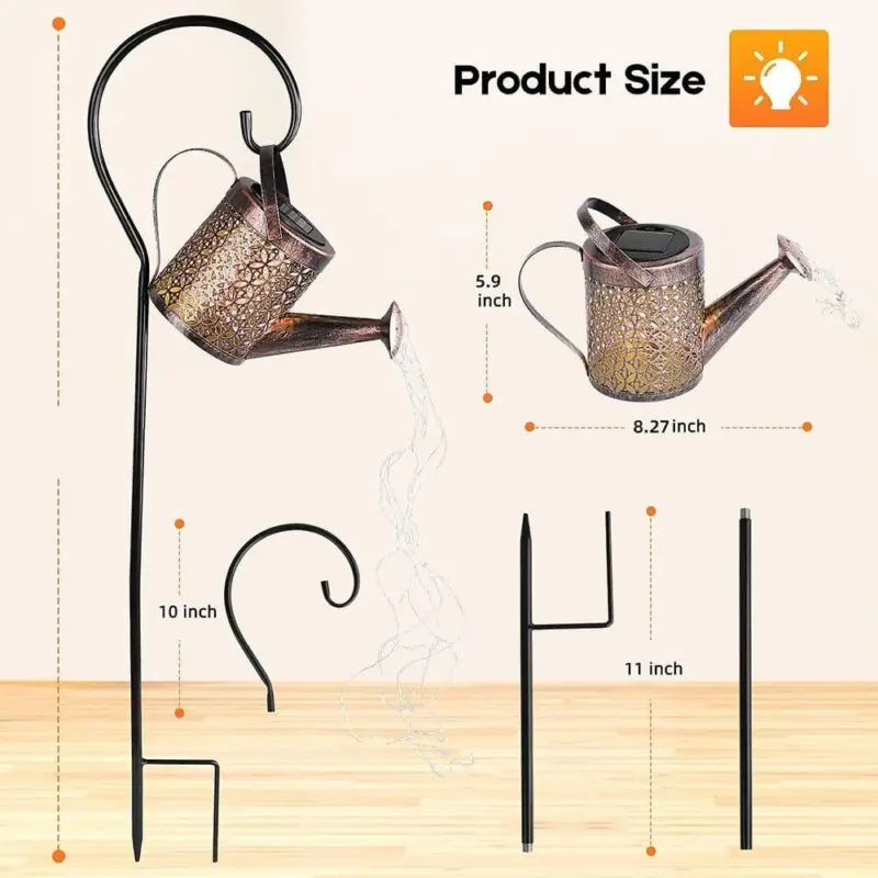 Homeko Outdoor Watering Can Waterfall Garden Lamp
