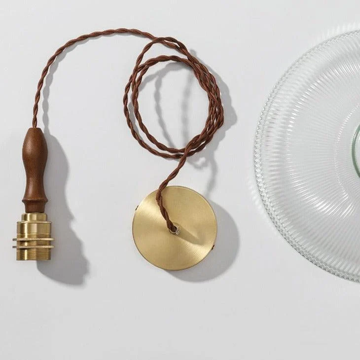 Homeko Pendant LED Light with Ripple Glass & Walnut Wood -