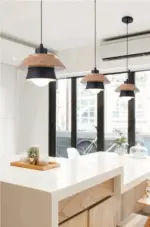 Homeko Pendant Light with Wood and Metal Layers