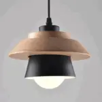 Homeko Pendant Light with Wood and Metal Layers