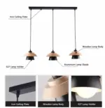Homeko Pendant Light with Wood and Metal Layers
