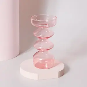 Homeko Pink Glass Taper Candle Holder & Vases