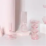 Homeko_Pink_Glass_Taper_Candle_Holder_Vases_-_-4272993 Homeko Pink Glass Taper Candle Holder Vases