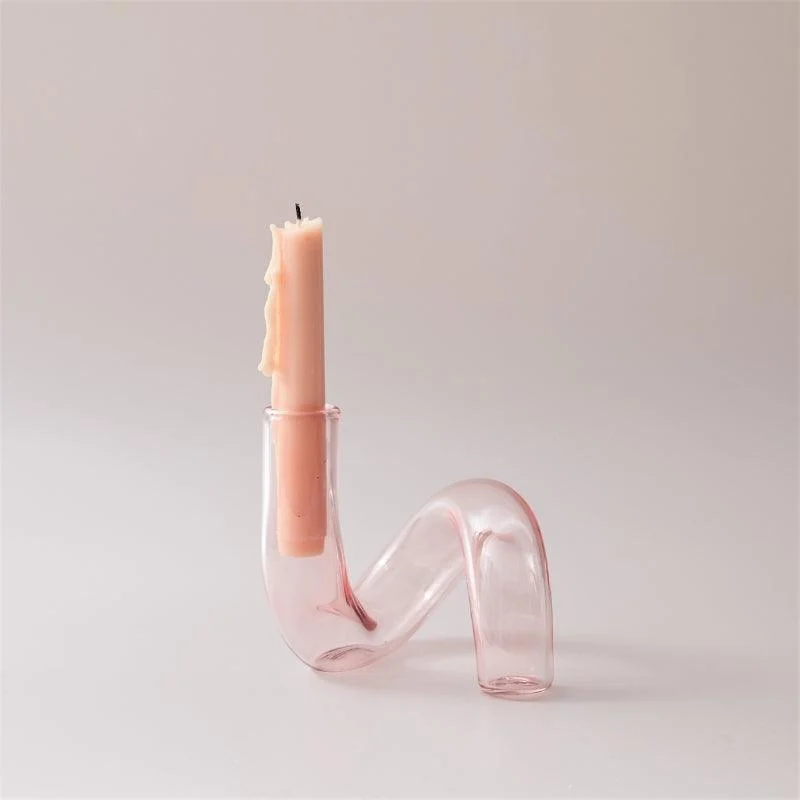 Homeko Pink Glass Taper Candle Holder & Vases -